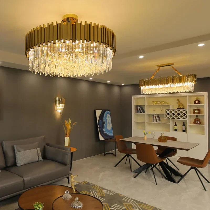 DecorBites™ Crystal Oval Ceiling Chandelier LED Lights Bedroom Living Room Lighting