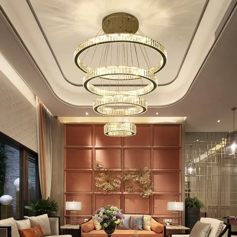 Decorbites™ Kristallring-LED-Kronleuchter: Luxuriöse moderne Deckenbeleuchtung für Treppenhaus, Esszimmer, Schlafzimmer.