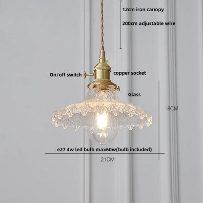 Decorbites™ Glas-LED-Pendantleuchte Walnussbaum Kupferschalter Nordisches Hängelicht