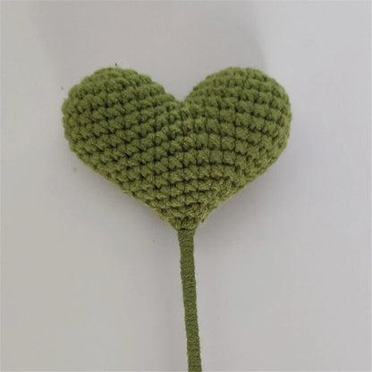 Decorbites™ Herzförmiges gehäkelter Blumenstrauß - Handgefertigte Hochzeits- und Wohnraumausstattung & Familien-Geschenk