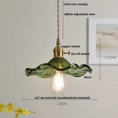 DecorBites™ Green Flower Glass Pendant Light - Modern Kitchen Bar Restaurant Hanging Lamp