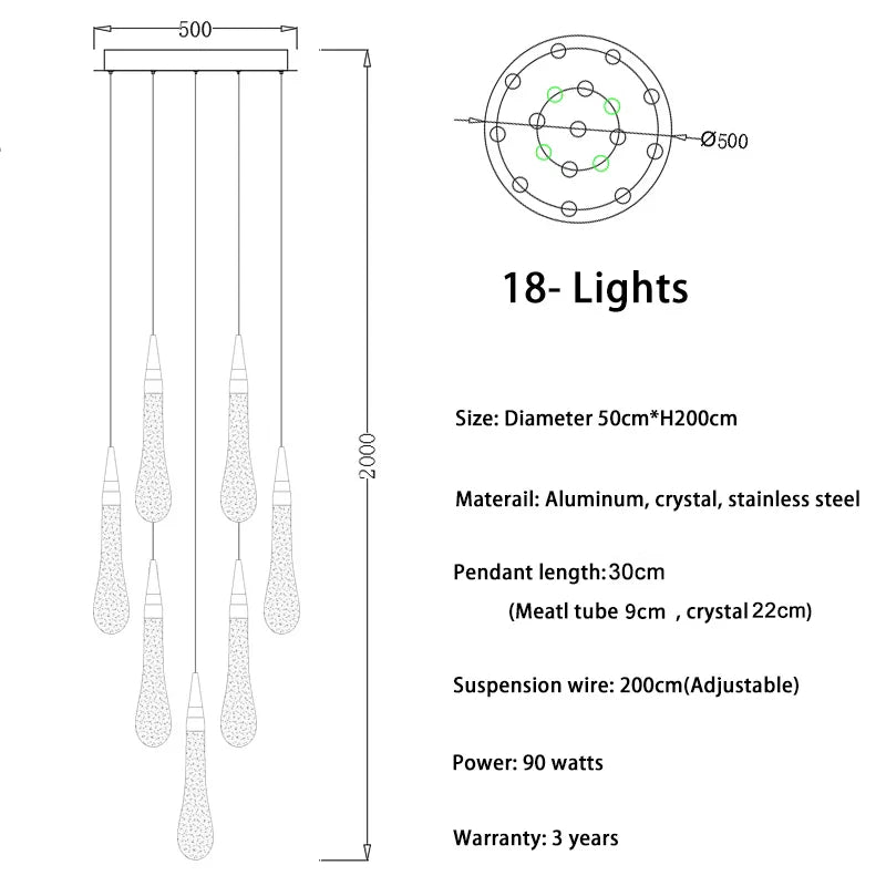 Decorbites™ Kristall-Tropfen-Deckenleuchter LED-Hängeleuchte