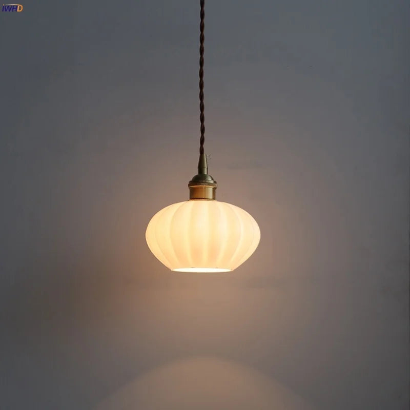 DecorBites™ Copper White Glass LED Pendant Lamp for Modern Living Room Decor