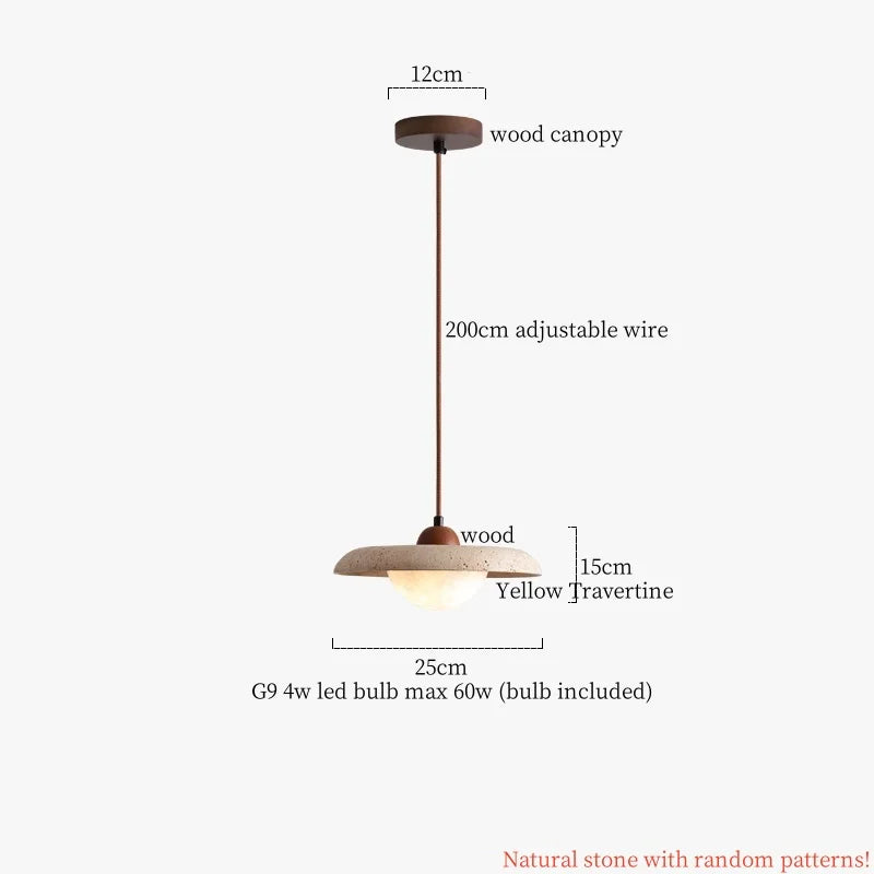 Copper Vintage Pendant Light Travertine Stone