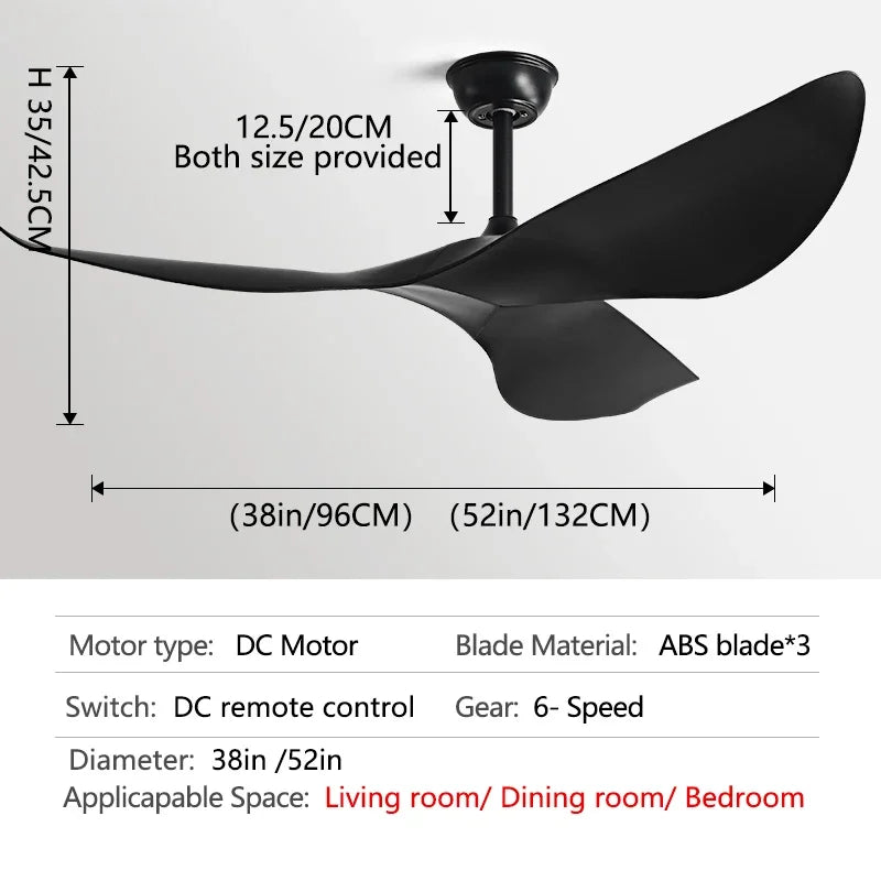 Decorbites™ 52" Moderner Deckenventilator mit Fernbedienung DC-Elektroventilator für Zuhause und Büro