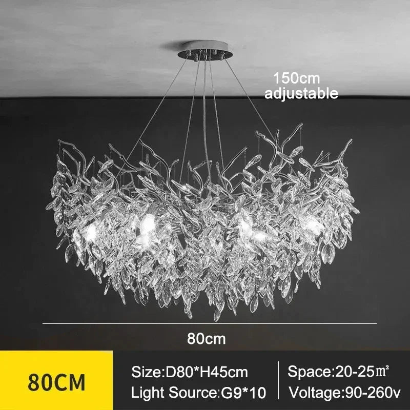 Modern Silver Crystal Chain Pendant Chandelier