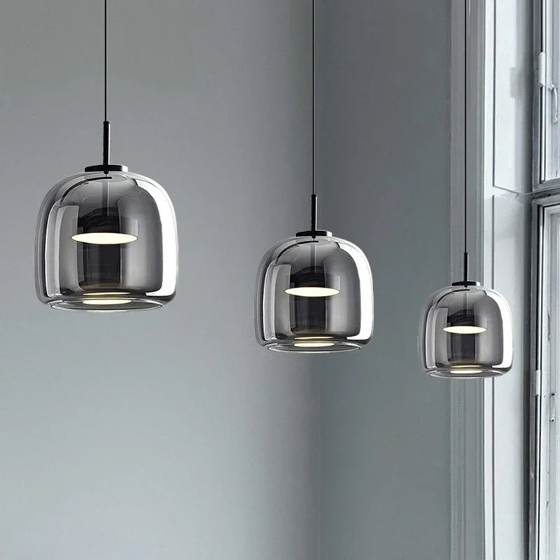 Decorbites™ Glas-Schalen-Kronleuchter: Moderne nordische LED-Rauch-Glasleuchte für Esszimmer, Bar – Innenraum-Dekorationsbeleuchtung