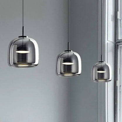 Decorbites™ Glas-Schalen-Kronleuchter: Moderne nordische LED-Rauch-Glasleuchte für Esszimmer, Bar – Innenraum-Dekorationsbeleuchtung