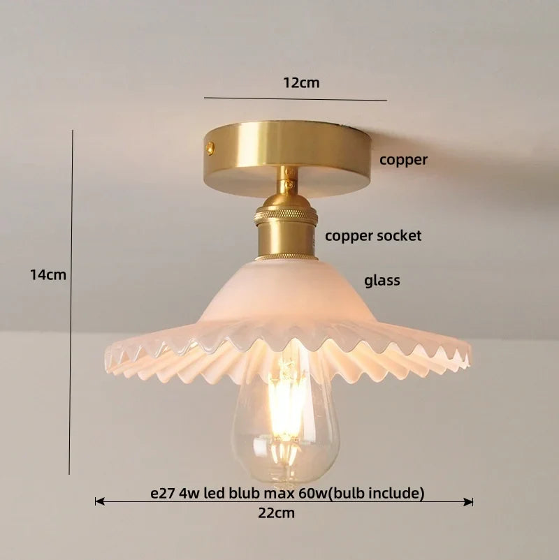 DecorBites™ Green Flower Glass LED Ceiling Light Fixture - Nordic Modern Design
