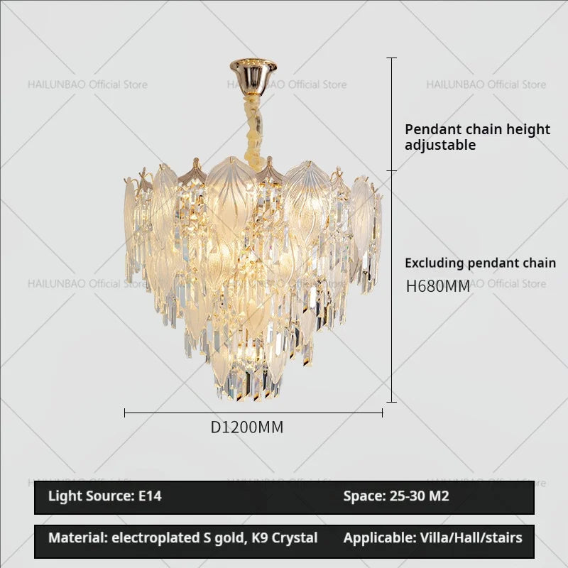 DecorBites™ French Crystal Chandelier Cream Wind Lighting Elegant Luxury Lights