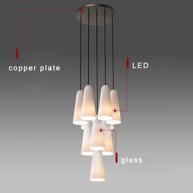 Decorbites™ Elegante weiße Glasbecher-Kronleuchter für luxuriöses Wohnzimmer