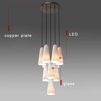 Decorbites™ Elegante weiße Glasbecher-Kronleuchter für luxuriöses Wohnzimmer