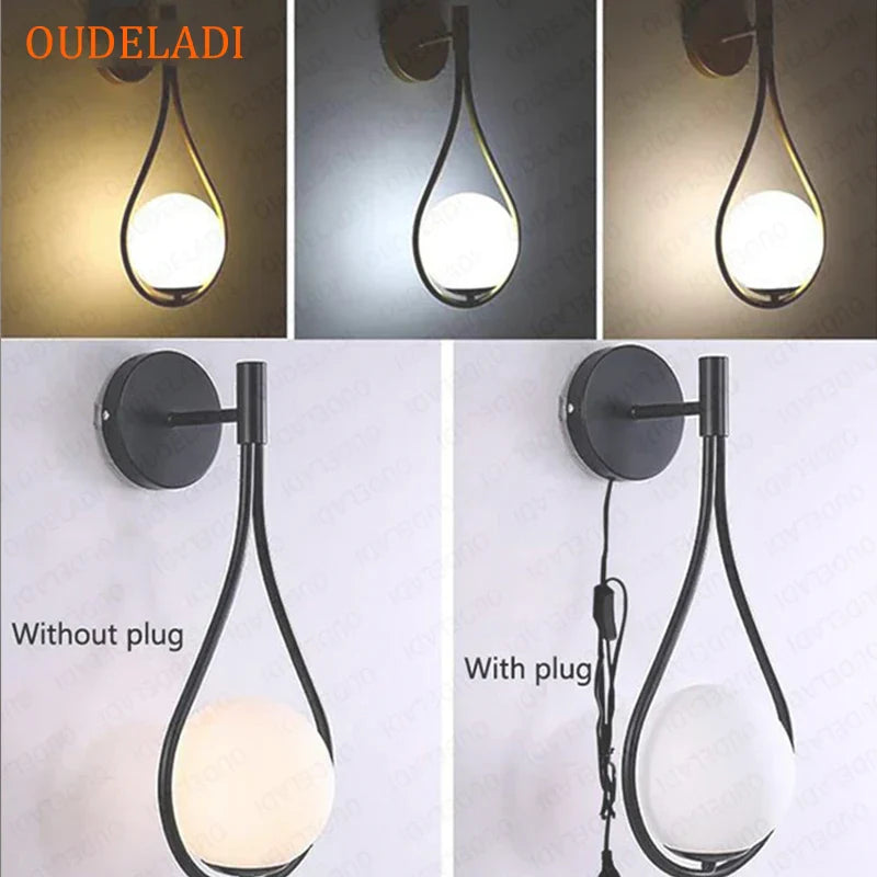 Decorbites™ Schwarze Glas-Kugel Messing Wandarmleuchte Vintage-Industrial-LED-Spiegel-Licht