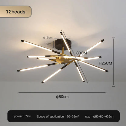 DecorBites™ Gold LED Ceiling Chandelier for Living Room Bedroom Kitchen - Dimmable Pendant Light