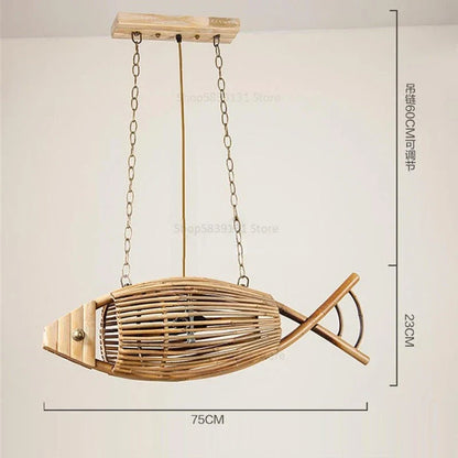 Decorbites™ Bambus-Fisch-Wandlampe: Retro-Dekoration für Café, Bar, Teehäuser, Wohnzimmer, Bauernhof, Hotelbeleuchtung