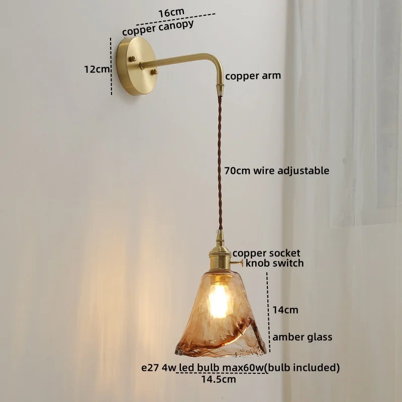 Decorbites™ Graue Glas LED Wandleuchte für Heimdekoration, Schlafzimmer, Wohnzimmer – Nordisches Design