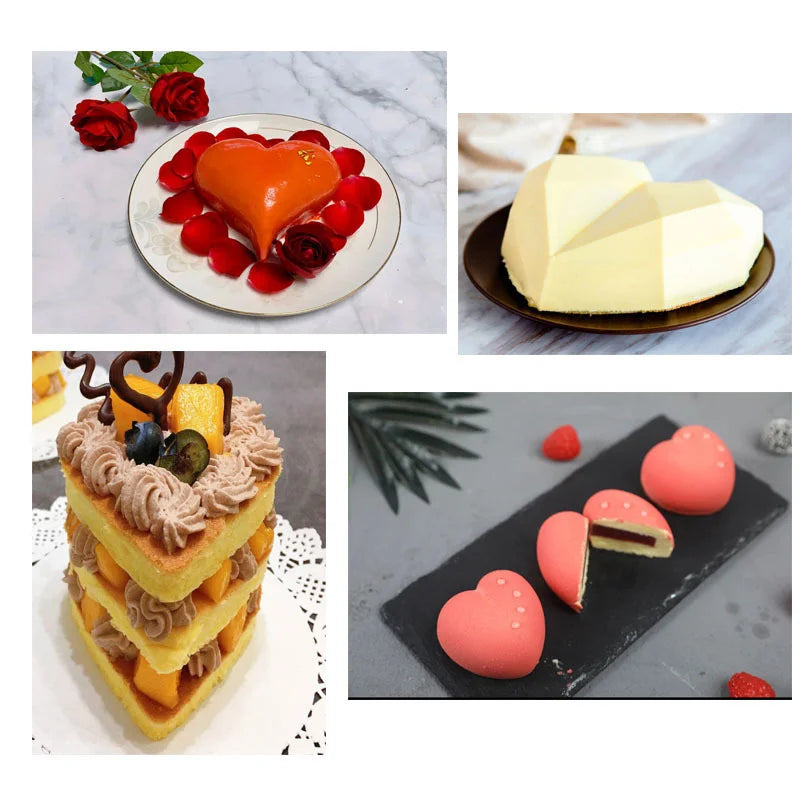 Decorbites™ Herzförmige Edelstahl-Mousseschablone-Set - Backwerkzeug für Kuchen & Desserts