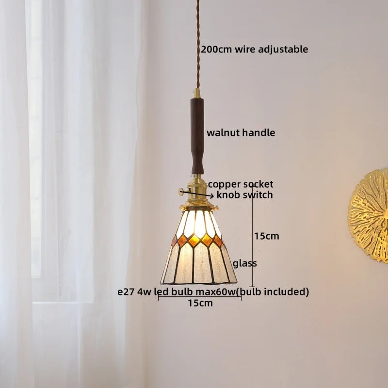 Decorbites™ Grüne Glas-LED-Pendantlampen, Walnuss-Kupfer Moderne Hängeleuchten