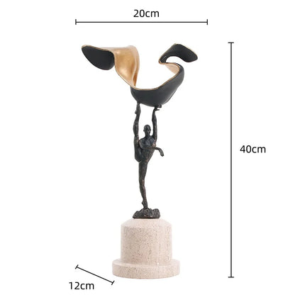 DecorBites™ Gymnast Metal Handicraft Figure Home Decor Figurine Table Sculpture Accessory