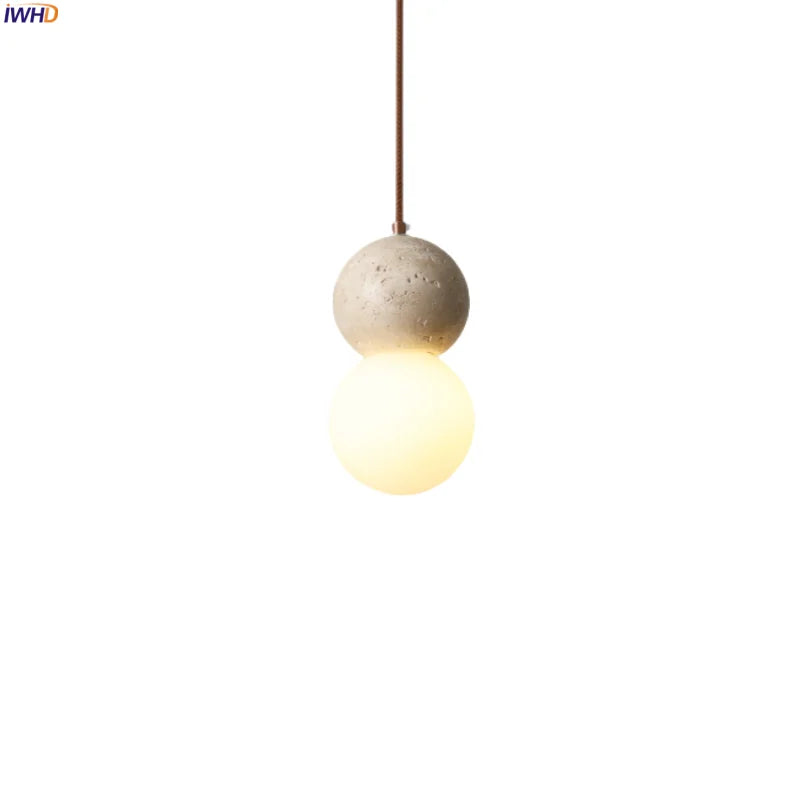 Decorbites™ Glas-Kugelleuchte LED-Hängeleuchte Vintage Gelber Travertin Hanglampe