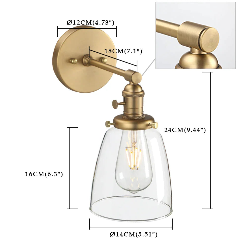 Decorbites™ Industrielle Kuppelglas-Wandleuchte - Einzelarmatur mit klarem Schirm
