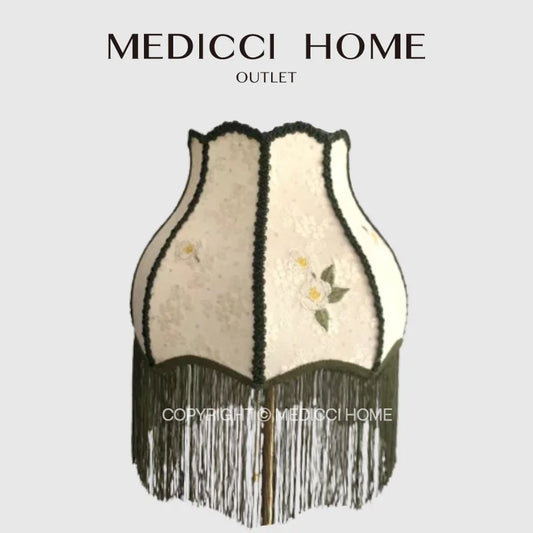 Decorbites™ Japanische Kamelienblüten-Jacquard-Glockenlammschirm mit Troddeln