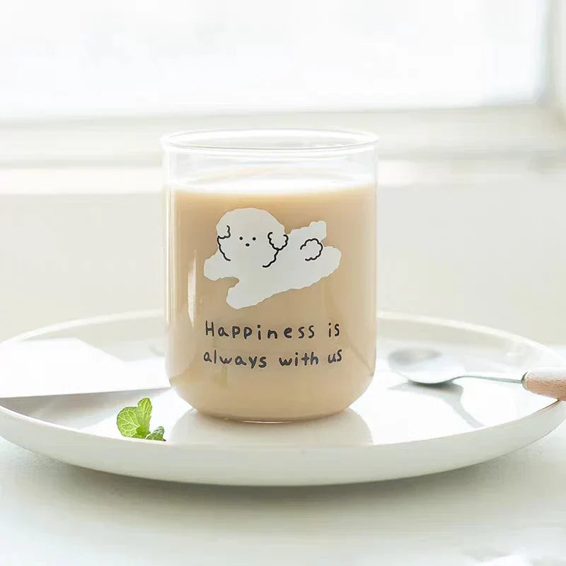 Decorbites™ Süßer Hund Glasbecher: Hitzebeständiges Cartoon-Kaffee-Milch-Saft-Trinkglas