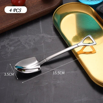 Decorbites™ 4-teiliges Set aus Edelstahl-Löffeln für Kaffee, Tee, Desserts und Eiscreme