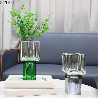 Decorbites™ Kristallglasvase mit Kunstblumen, modernes Wohnaccessoire