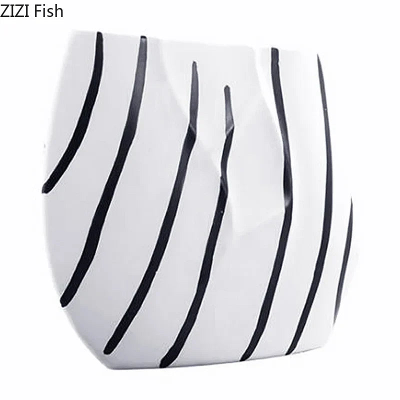 Decorbites™ Elegante gestreifte Keramikvase für TV-Schrank Handwerk Hydroponik Heimdekoration Geschenk