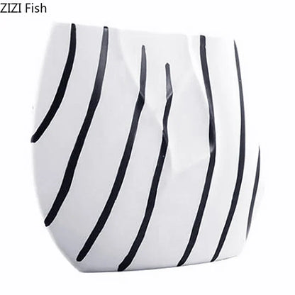 Decorbites™ Elegante gestreifte Keramikvase für TV-Schrank Handwerk Hydroponik Heimdekoration Geschenk