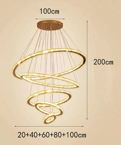 DecorBites™ Crystal Stair Chandelier: Modern Indoor LED Ceiling Hanging Light