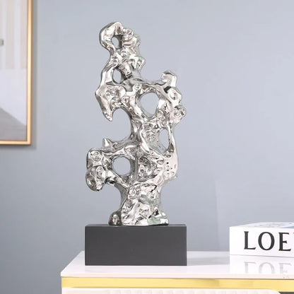 Decorbites™ Goldene Hohlstein-Statue Korallen-Skulptur Wohnungsdekoration Figuren