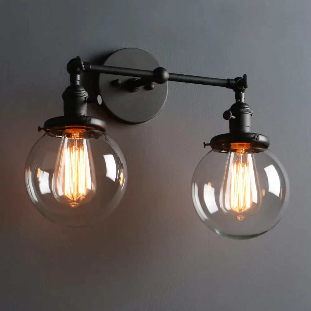 Decorbites™ Doppelt-Kugelkopf-Globus-Glas-Wandleuchte, moderne vintage Innenbeleuchtung