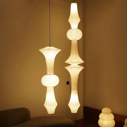 Decorbites™ Japanisches Baumwollpapier-Pendant-Lampen Wabi-Sabi-Kronleuchter mit E27-Birnen