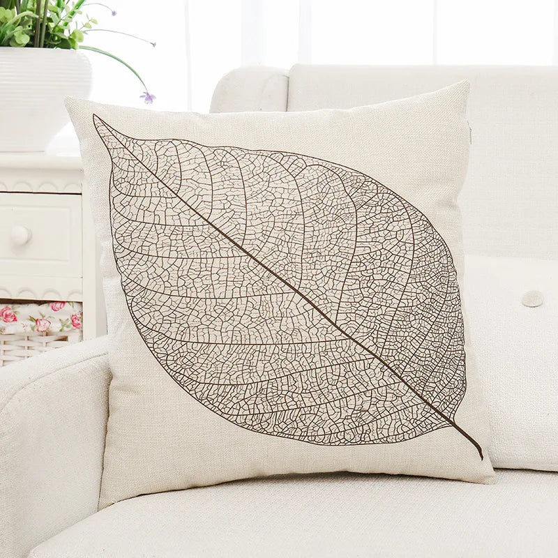 Decorbites™ Grüne Pflanzenblätter Blume Leinen Kissenbezug - Moderner Sofawurfkissenbezug