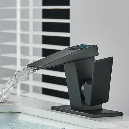 DecorBites™ LED Waterfall Basin Faucet Hot Cold Mixer Tap for Bathroom Deck Installation