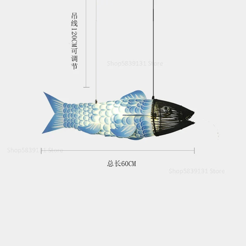 Decorbites™ Bambus-Fisch-Anhängerleuchte: Chinesischer Stil Kronleuchter für moderne Wohnzimmerdekoration