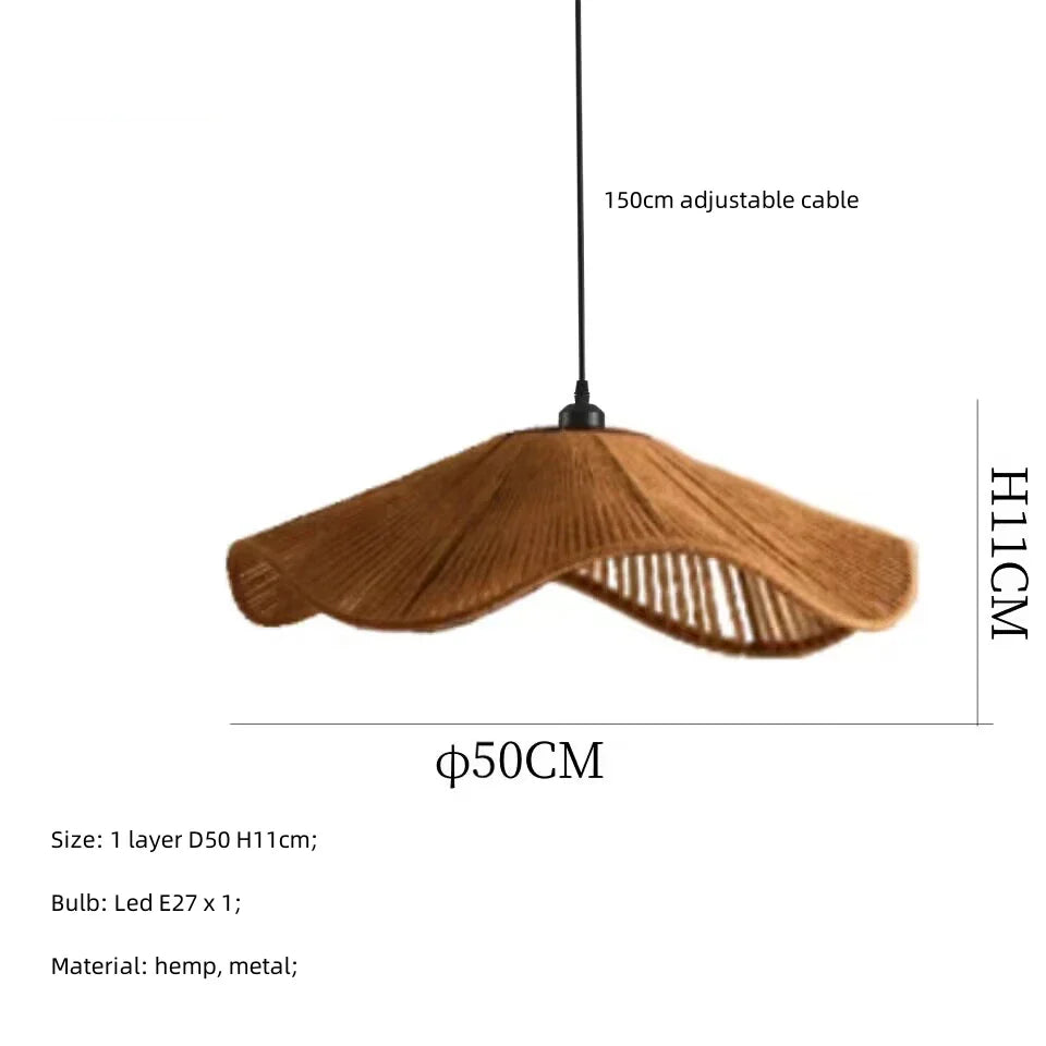 Decorbites™ Japanische Hanfstrick-Hängelampe E27 LED-Leuchte – Nordischer Wabi-Sabi-Stil
