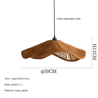 Decorbites™ Japanische Hanfstrick-Hängelampe E27 LED-Leuchte – Nordischer Wabi-Sabi-Stil