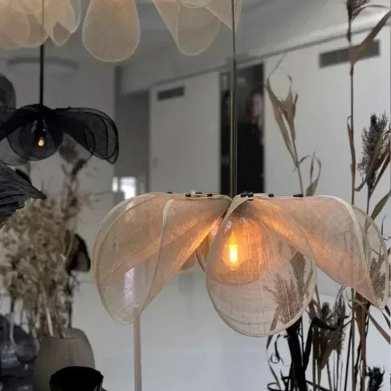Wabi-Sabi Fabric Flower Pendant Light