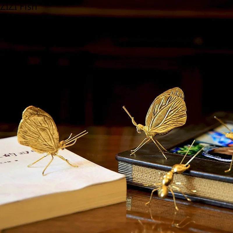 Decorbites™ Goldener Schmetterling Ameise Miniatur-Figur Schreibtisch-Dekoration Kunstwerk Dekor