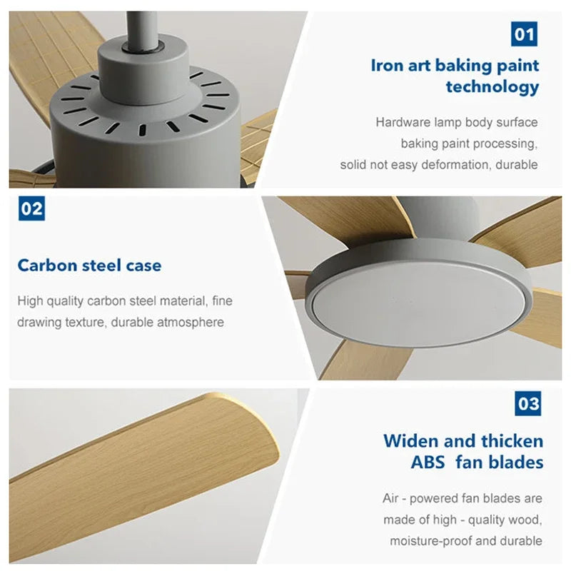 Decorbites™ Wohnzimmer-Deckenventilator mit Licht, Fernbedienung, 48-60 Zoll, LED, DC, 220V