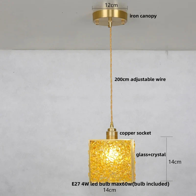 DecorBites™ Crystal Glass LED Pendant Light Fixture, Adjustable Height, Modern Luxury Design