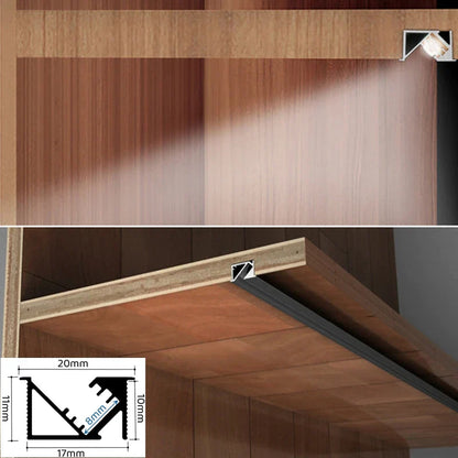 Decorbites™ Unsichtbares LED-Aluminiumprofil mit Milchglasabdeckung für Beleuchtung von Küchenschränken und Regalen