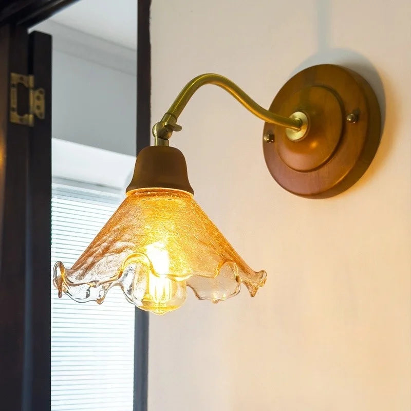 Decorbites™ Französische Vintage Kupferglas LED Wandleuchte für Schlafzimmer Wohnzimmer Spiegel