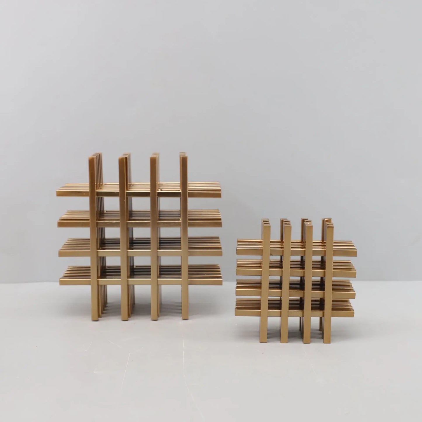 DecorBites™ Geometric Block Metal Sculpture Abstract Square Decor Figurines, Home Decor Accessories