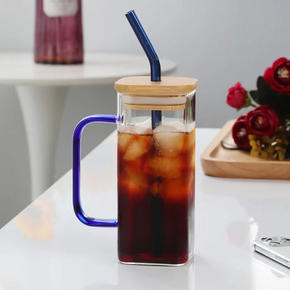 DecorBites™ 400ml Square Glass Mug, Microwave Safe, Transparent, Party Beer Coffee Cup