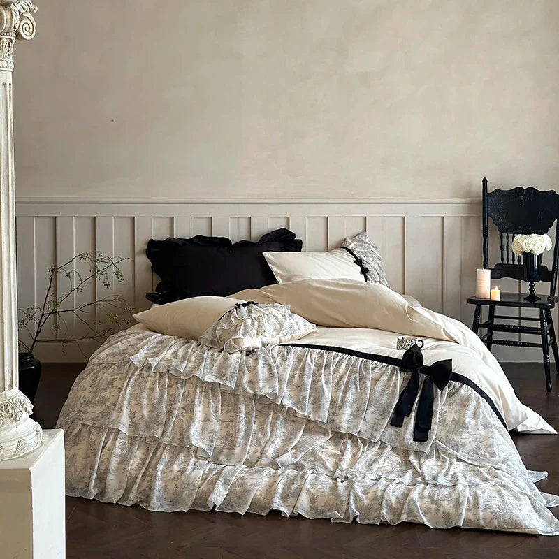 Bow Ruffles Cotton Bedding