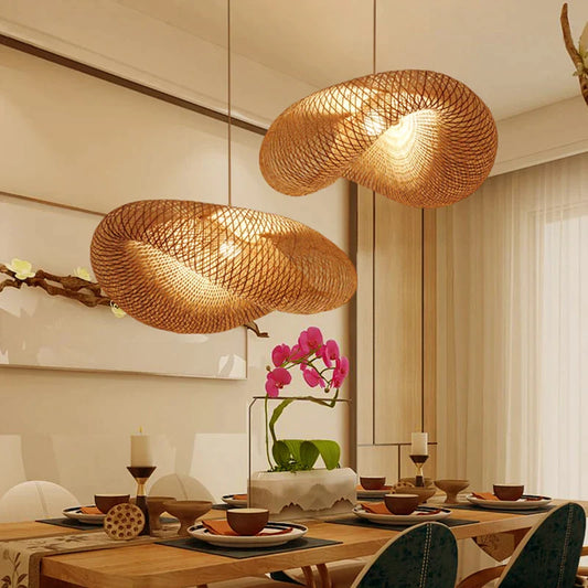 Decorbites™ Bambus-Hängeleuchte Handgewebte LED-Kronleuchter für die Einrichtung des Zuhauses